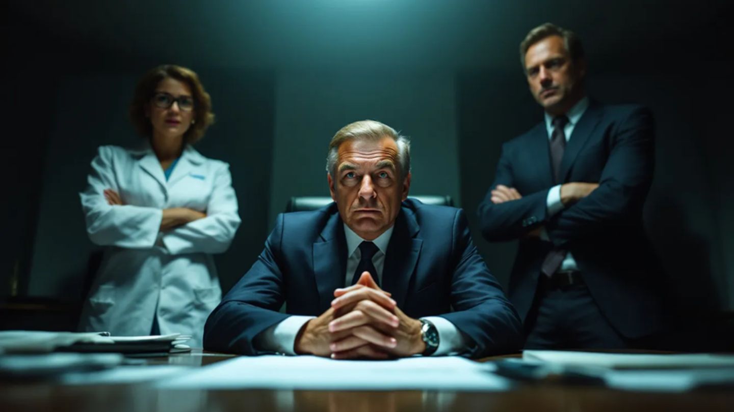 Team Of Lawyers And Expert In Dark Room